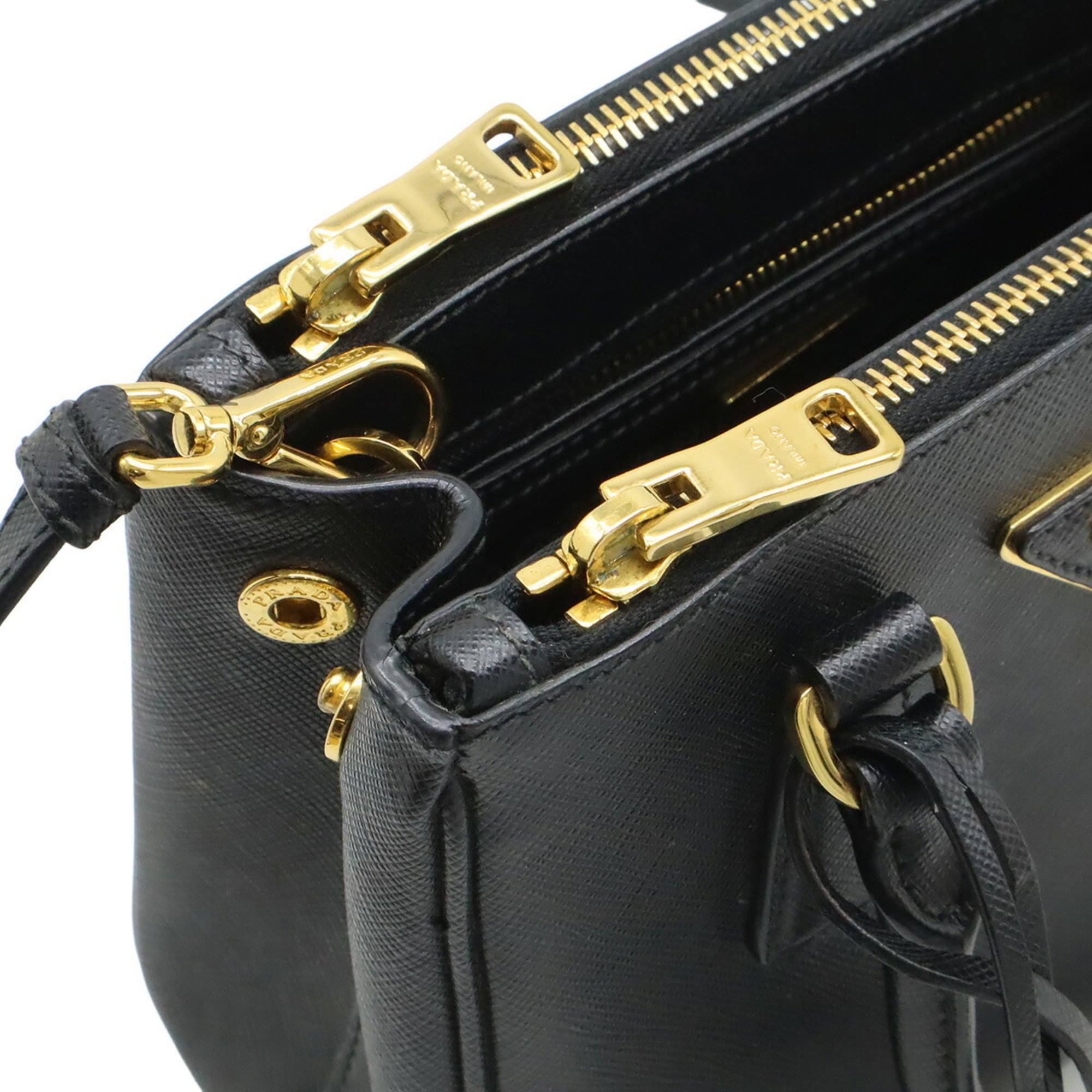 PRADA Galleria Saffiano Handbag/Shoulder Bag, Leather, Nero, Black, 1BA906, Purchased at an Overseas Boutique