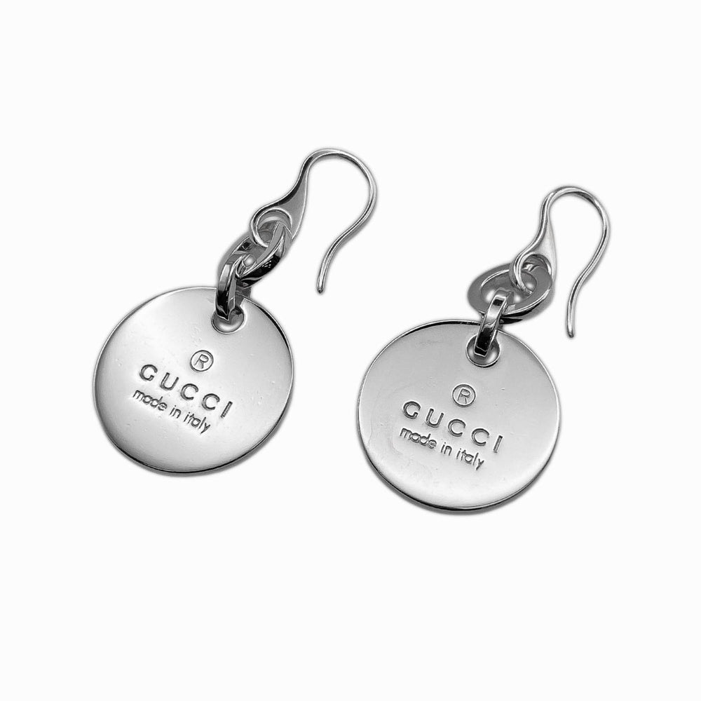 GUCCI Logo Round Plate Earrings, Tiered Swing, SV925, Men's & Women's — Like New