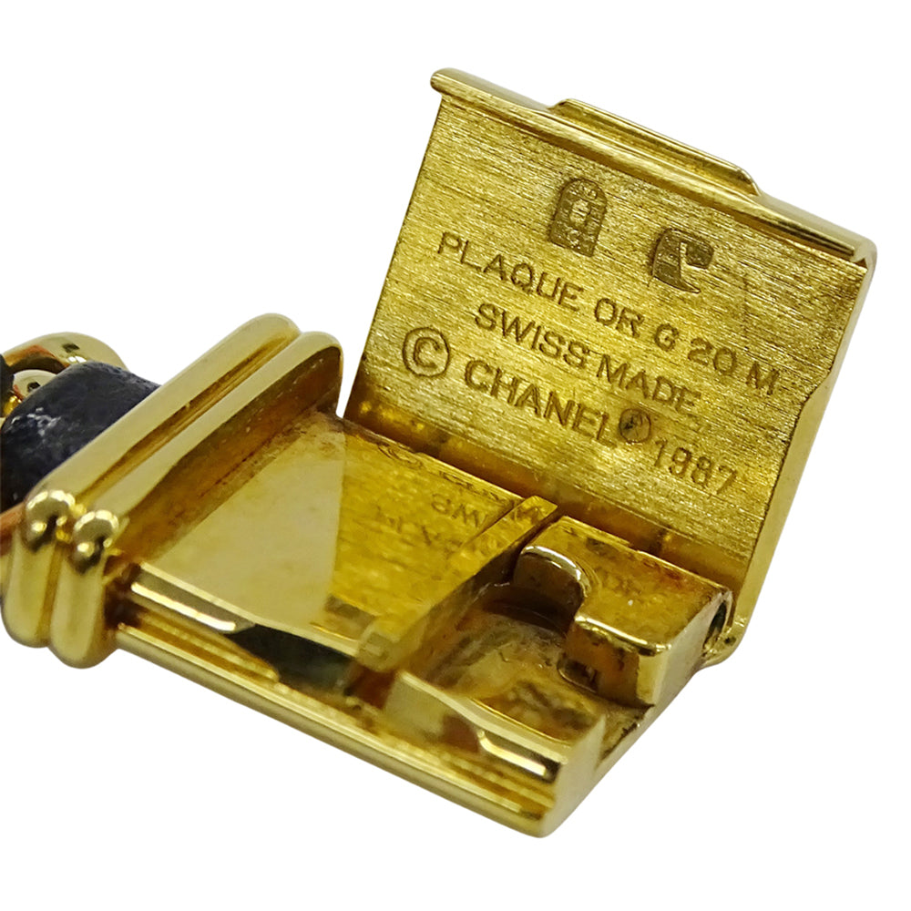 Chanel CHANEL Women's Watch Brand Premiere Quartz QZ GP Leather L Size H0001 Square Gold Black — Good