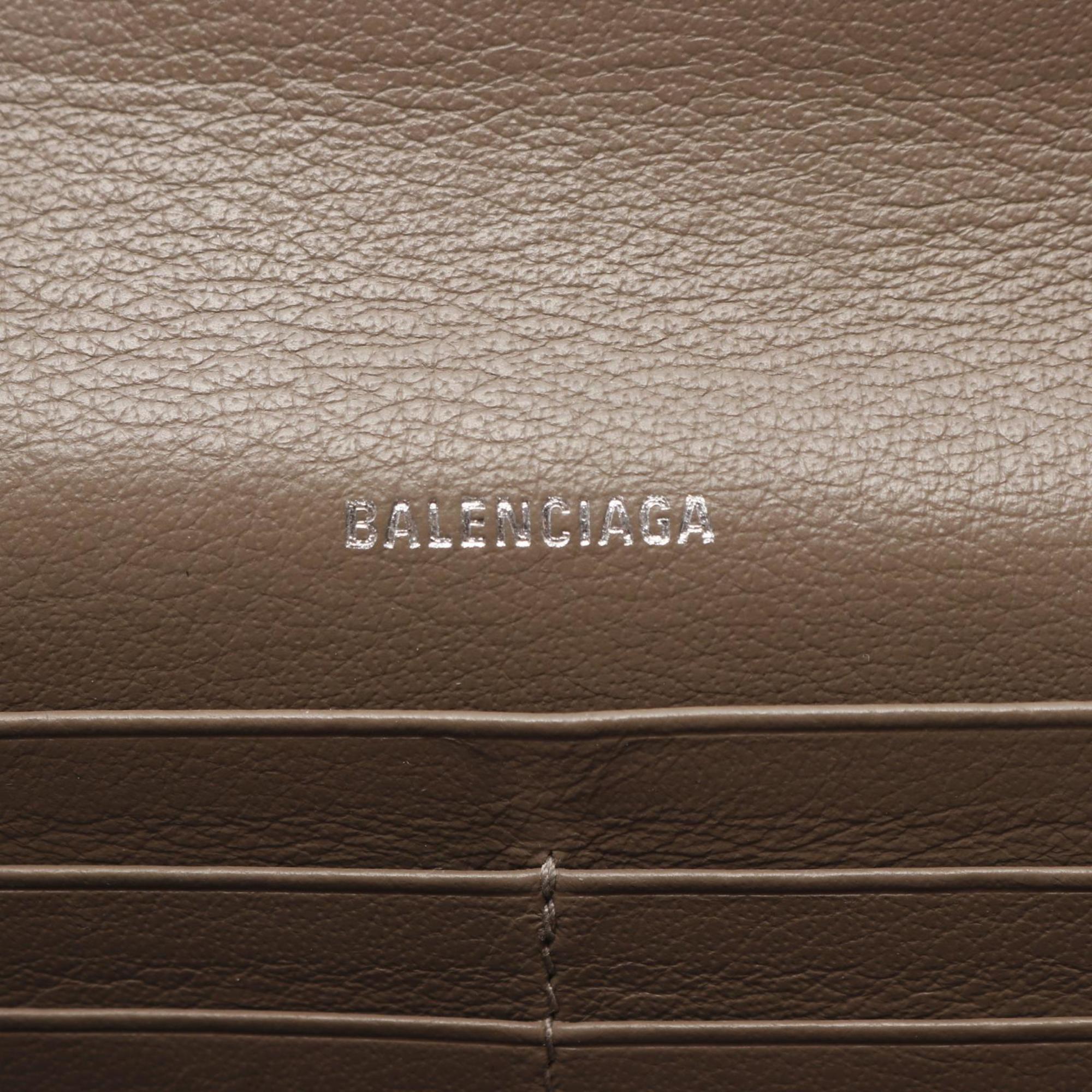 Balenciaga Paper Bifold Long Wallet, Leather, Women's, Gray, 499207