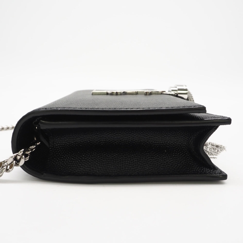 YVES SAINT LAURENT Kate Tassel Small Chain Wallet 452159 Shoulder Bag Black Silver Leather Women's — New - Store Return