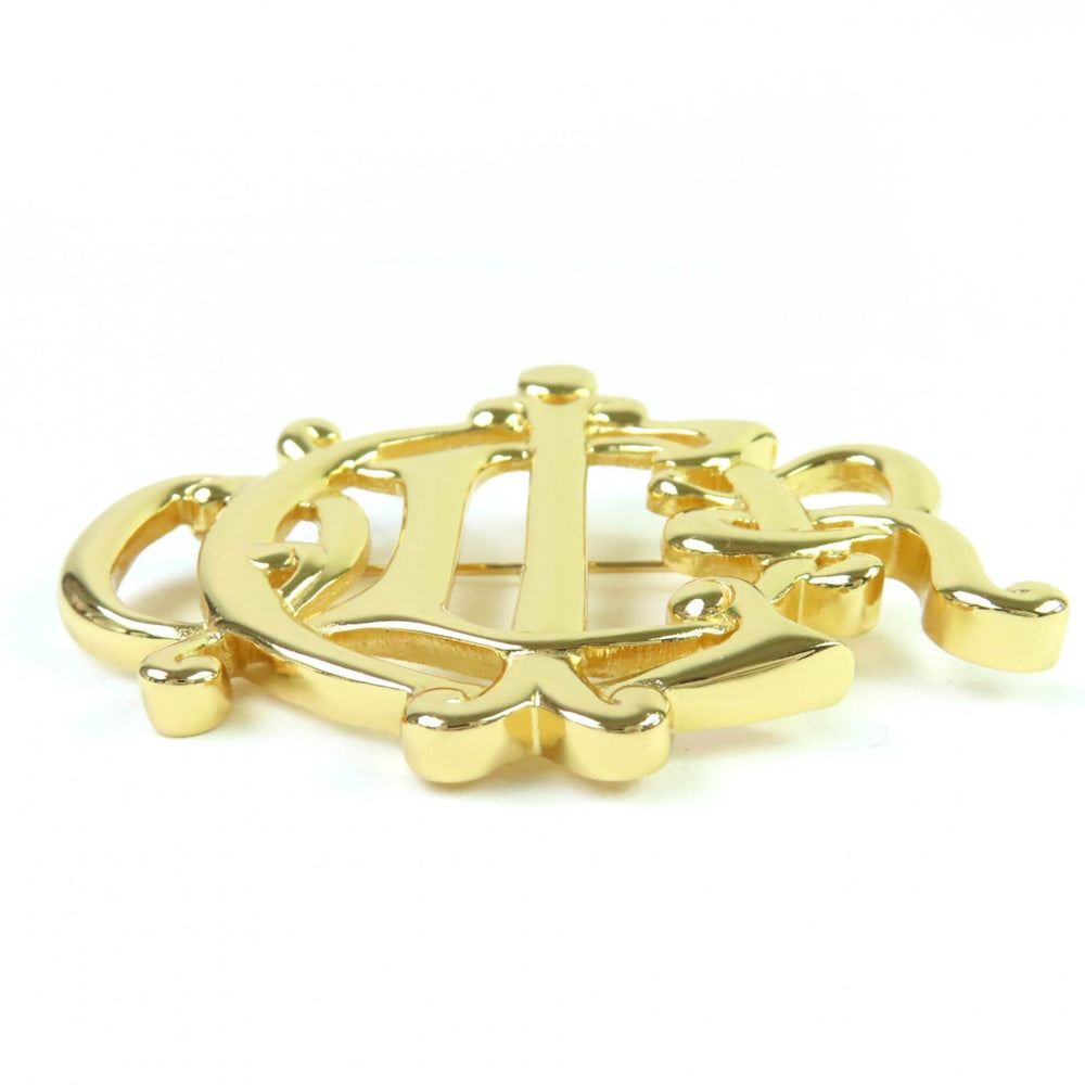 Christian Dior emblem logo design brooch accessory, gold, for women — Like New