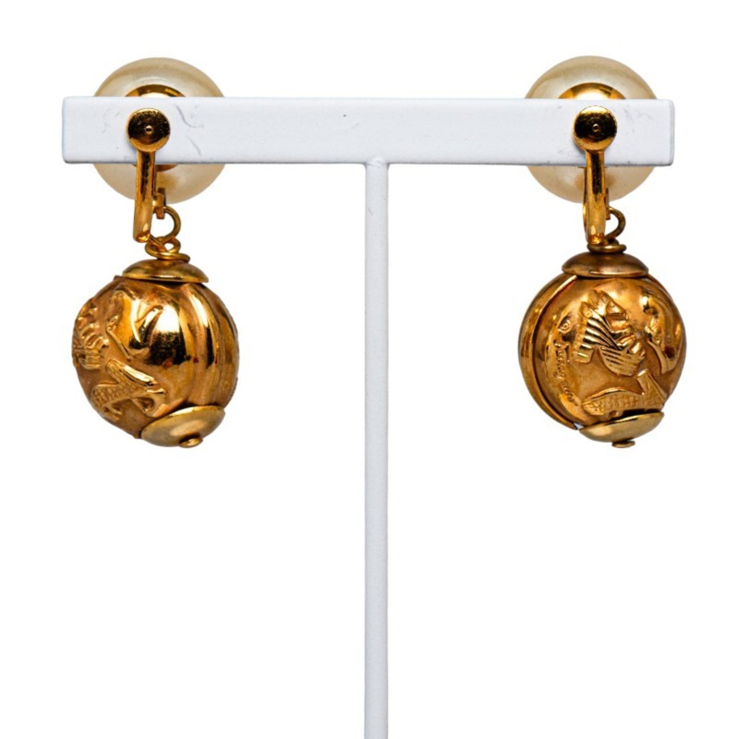 Salvatore Ferragamo Pearl Earrings Gold Plated Women's