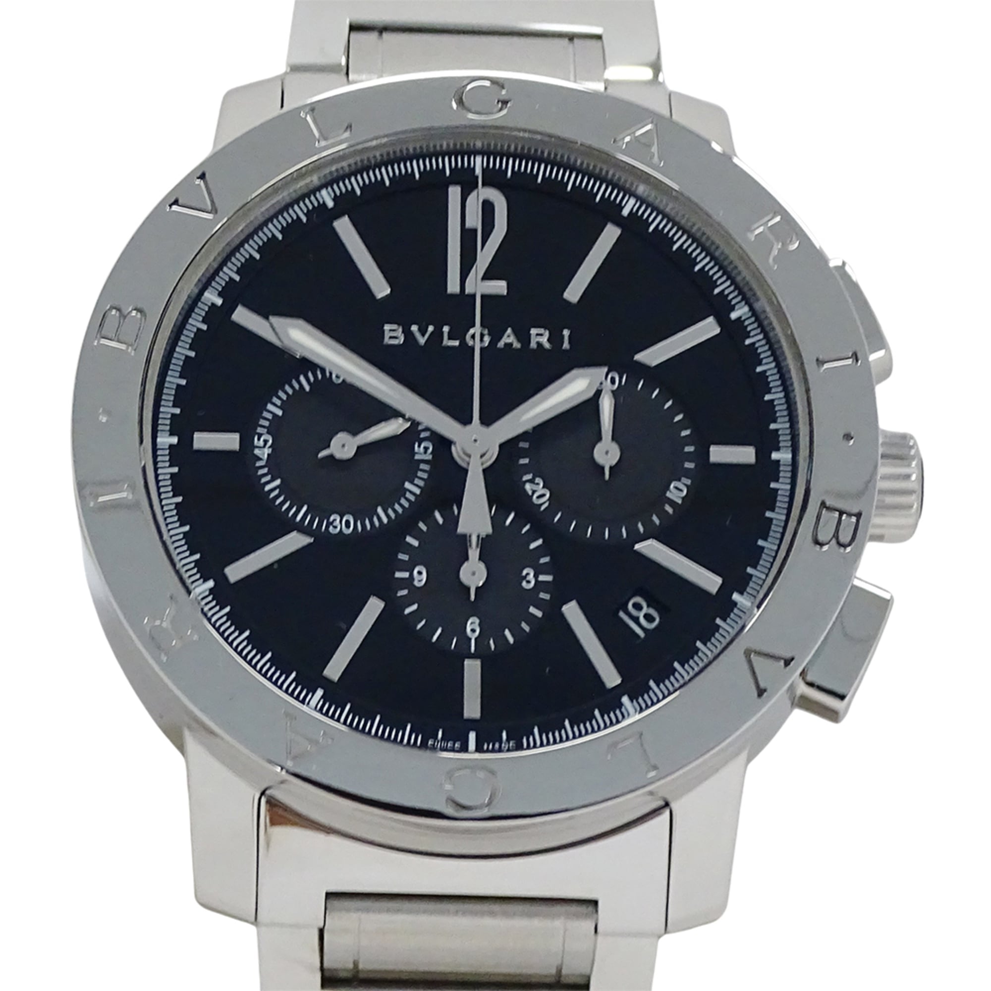 Bulgari BVLGARI Men's Watch, Brand: Chronograph Automatic AT Stainless Steel SS BB41SCH Silver Black — Good