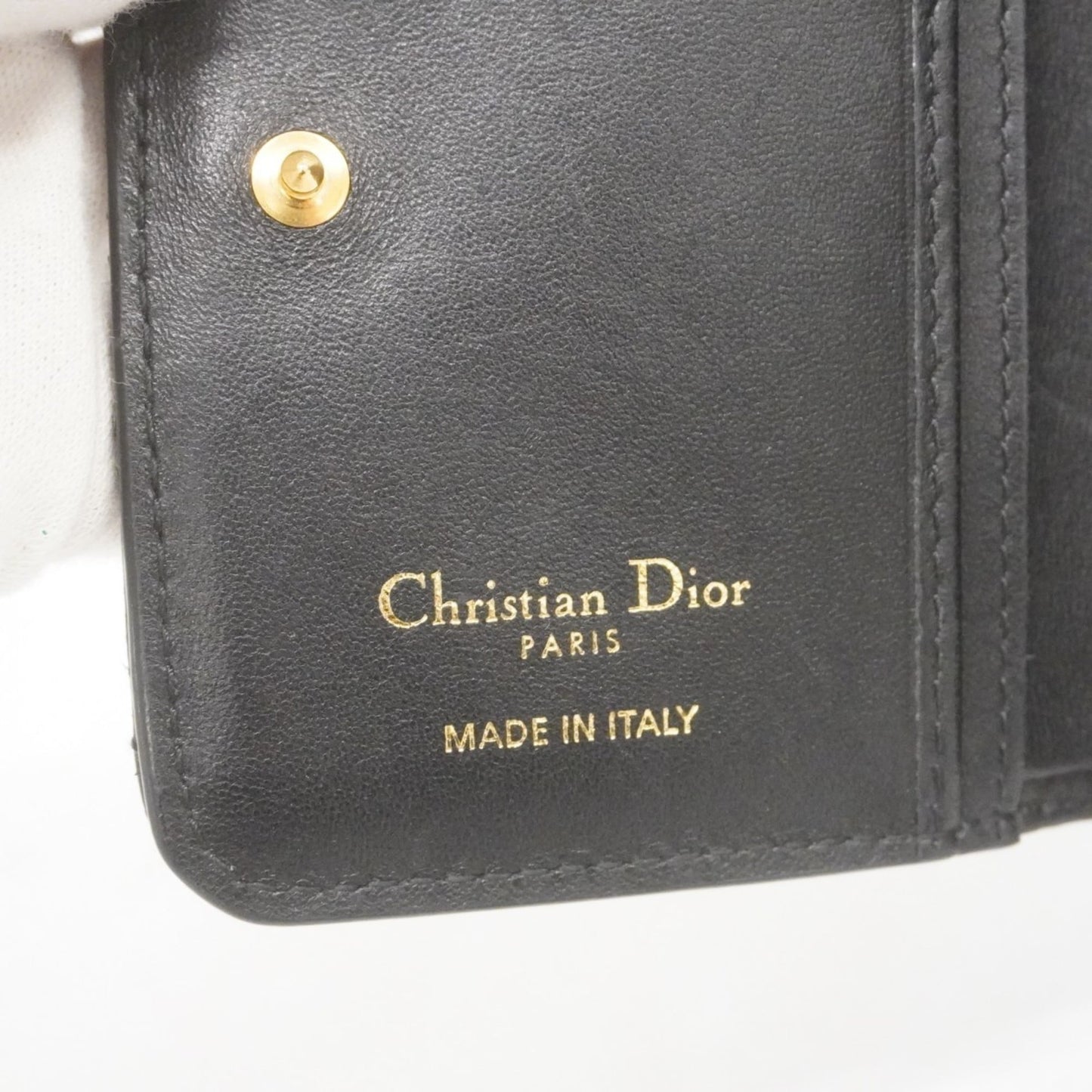 Christian Dior Cannage Leather Wallet, Black, Women's