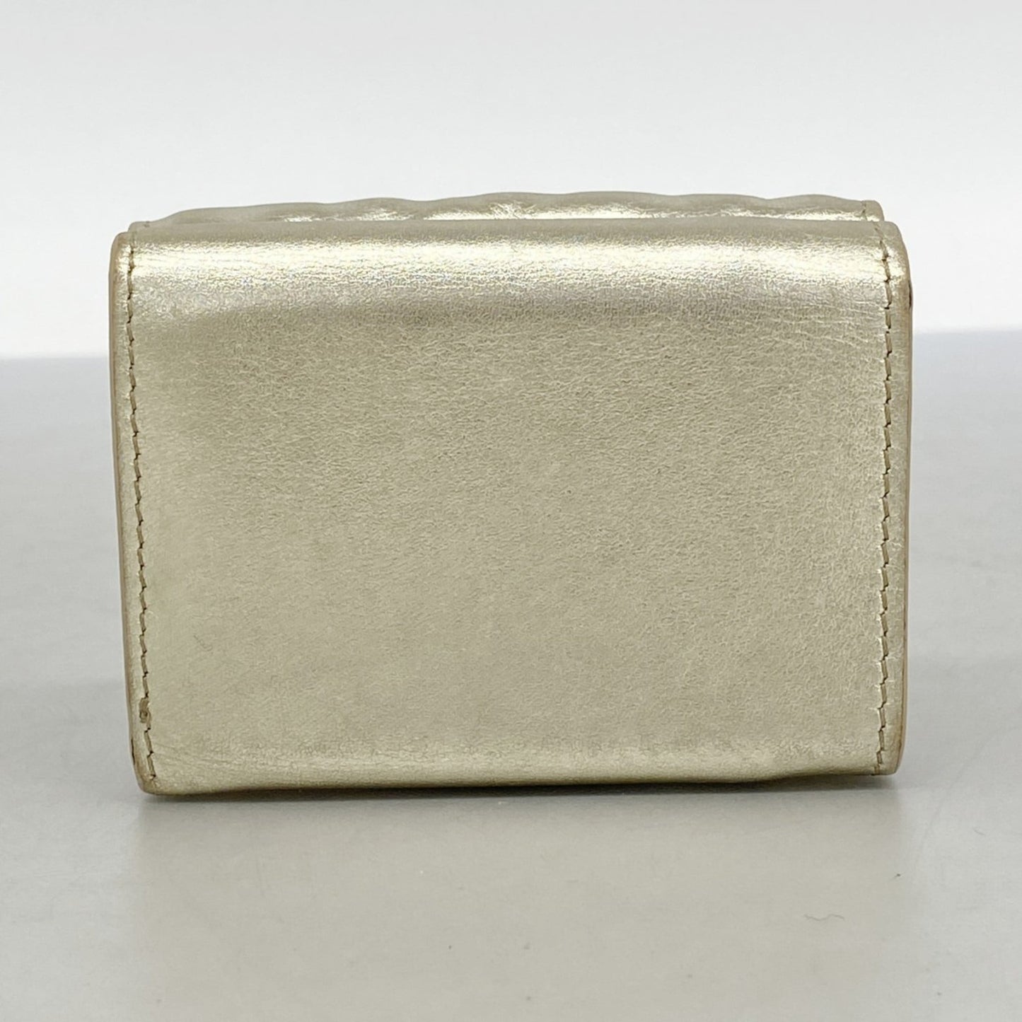 Fendi Tri-fold Wallet Leather Gold Women's