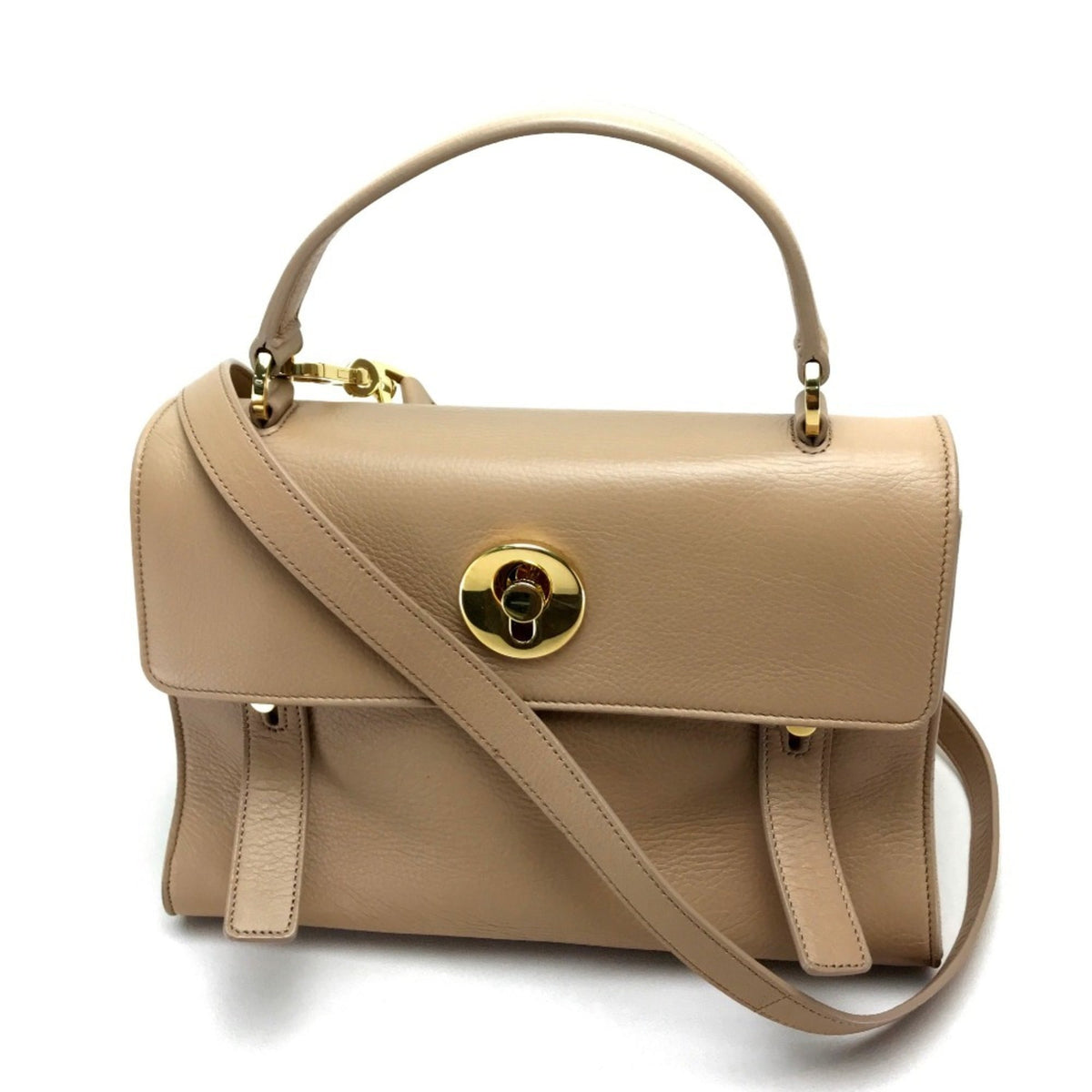 SAINT LAURENT Saint Laurent Paris 368229 Muse Toe Handbag Shoulder Bag Leather Women's Beige — Like New
