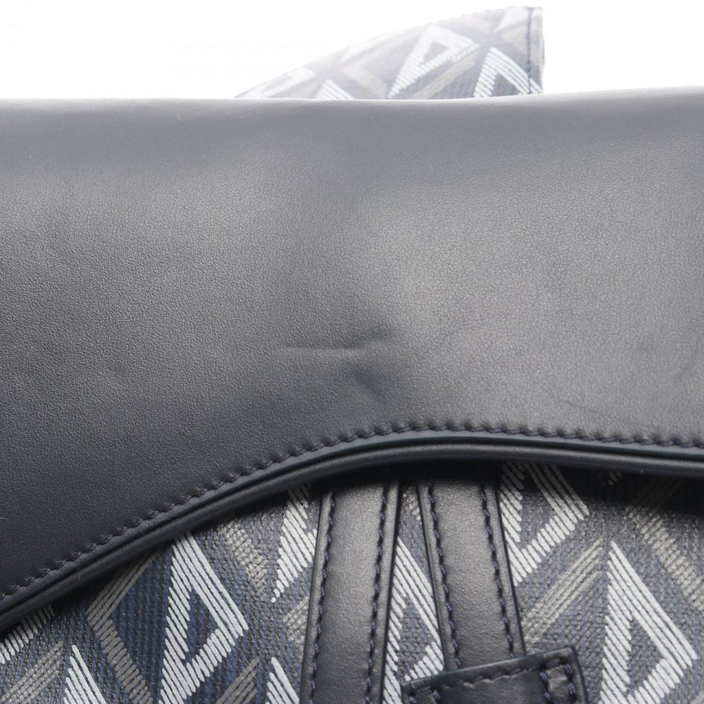 Christian Dior Dior CD Diamond Saddle Bag, Waist Body Handbag, Coated Canvas and Leather, Men's, Navy Blue, Multicolor