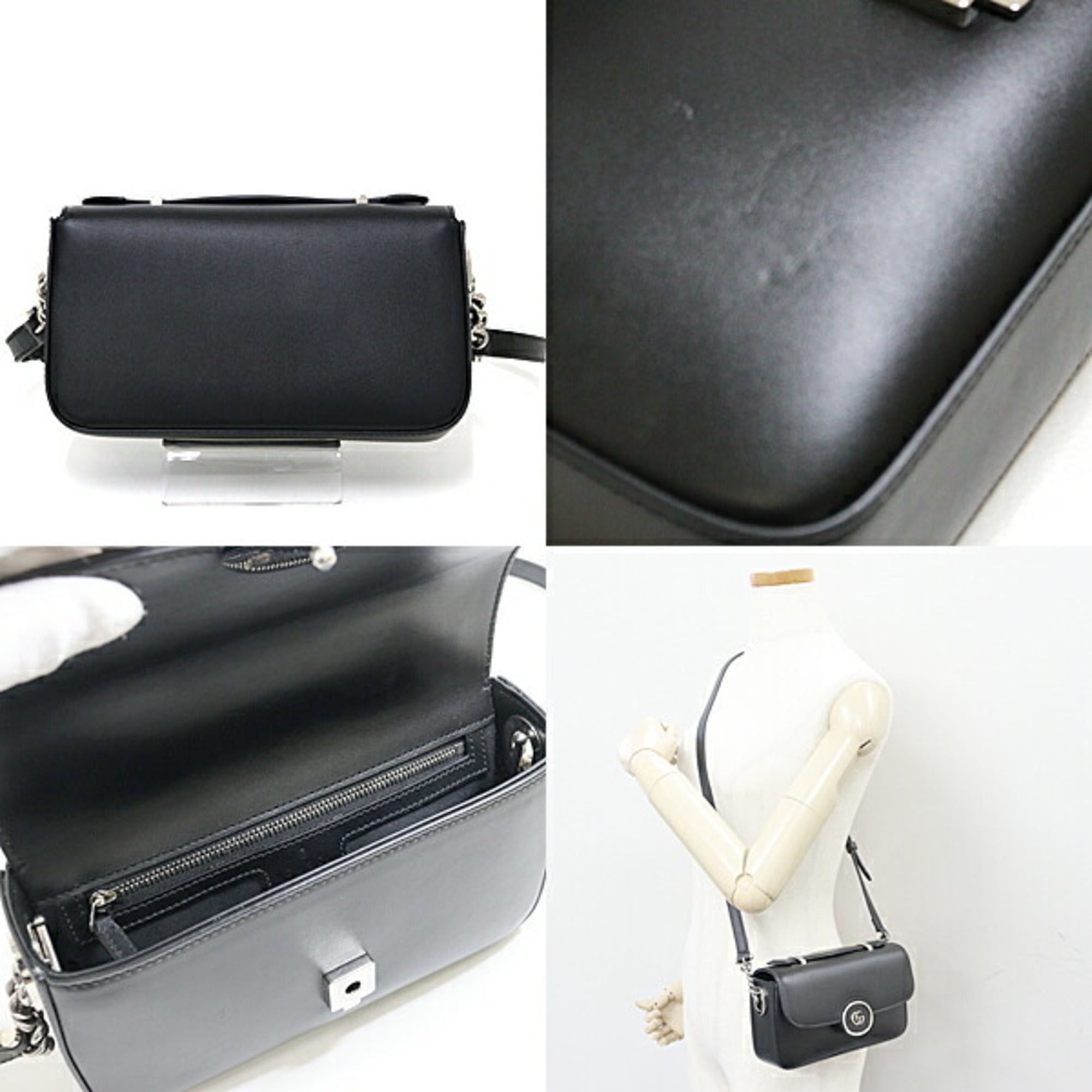 GUCCI Petit GG Mini Shoulder Bag Black Leather 739722 3WAY — Like New