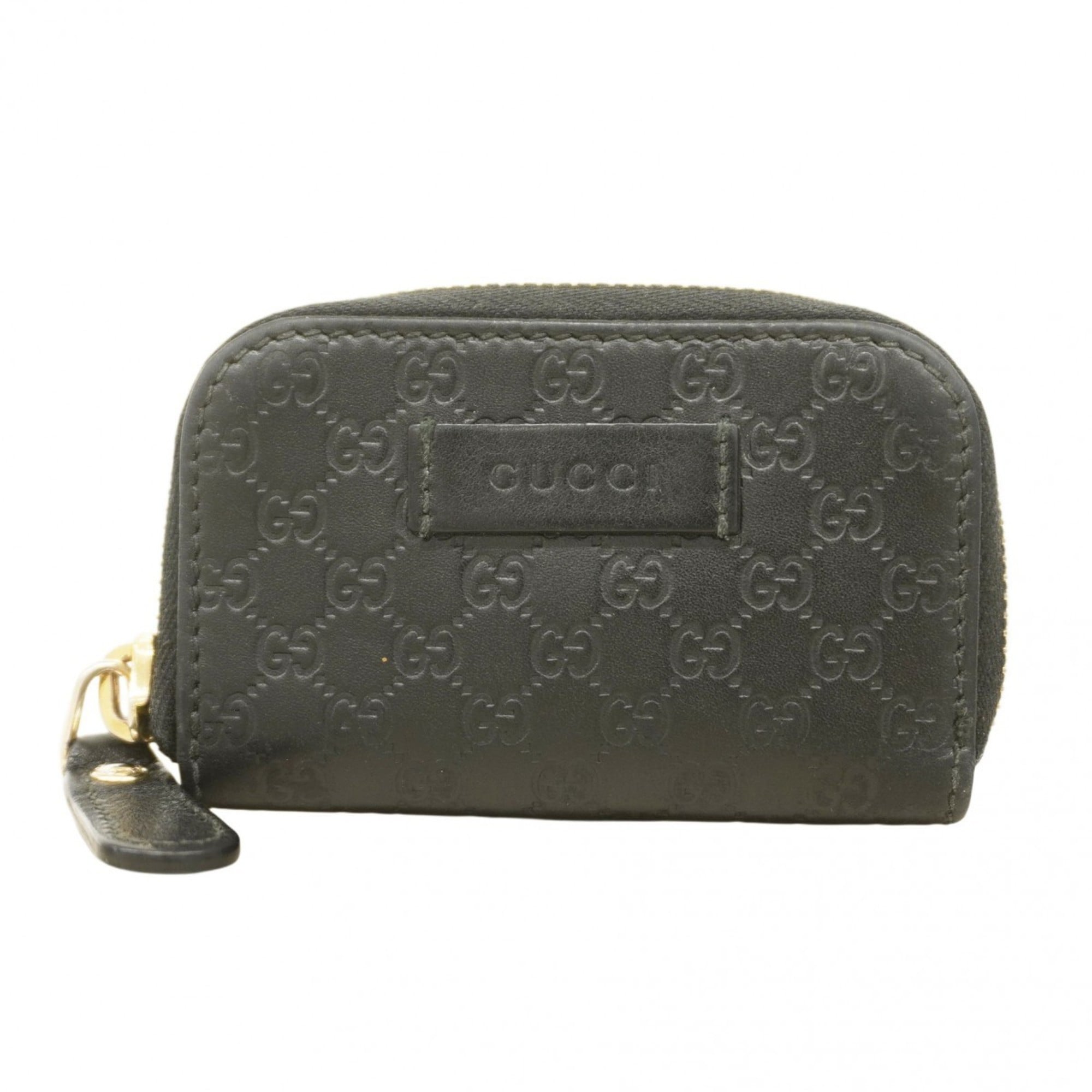 Gucci Micro Guccissima Wallet/Coin Case 449896 Leather Black Champagne for Men and Women