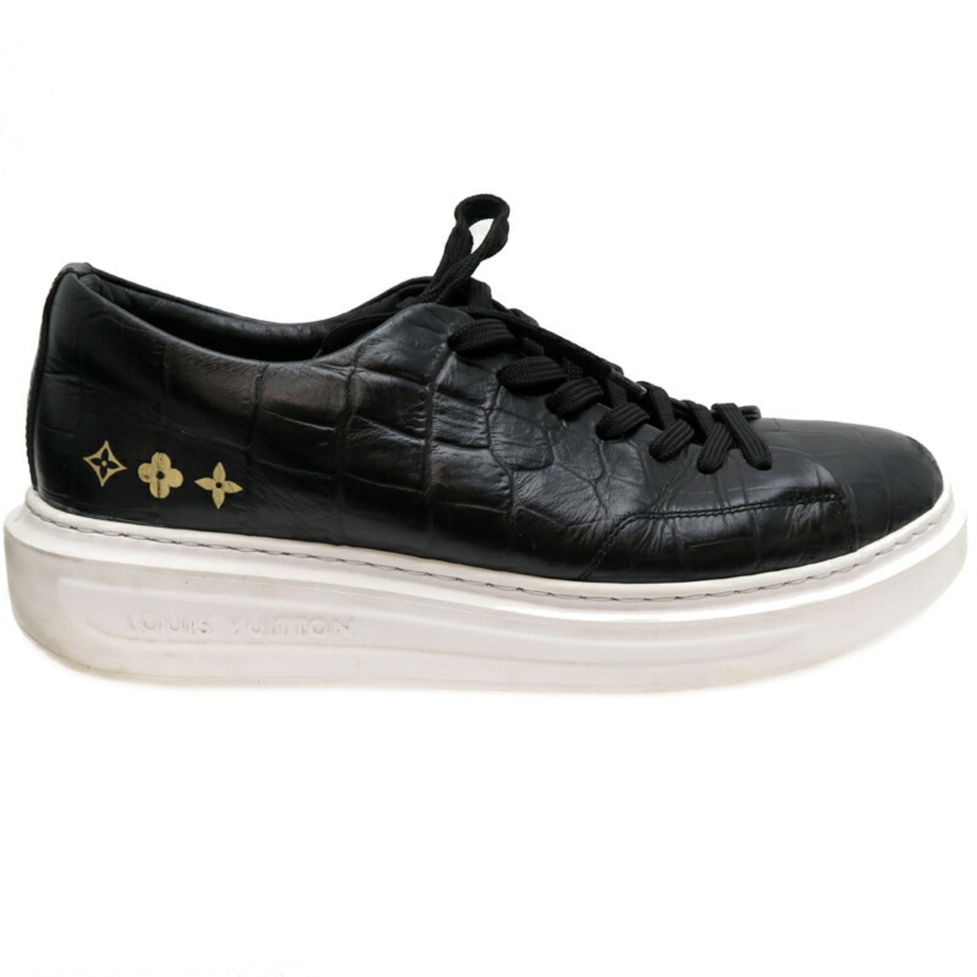 Louis Vuitton #6 25cm Beverly Hills Line Men's Sneakers 1OXI Leather Noir Black