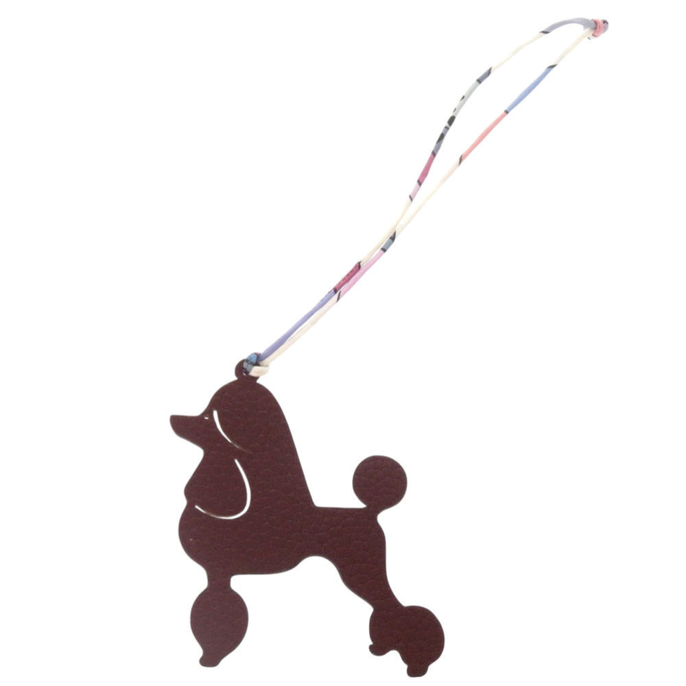 Hermes Petit H Toy Poodle Leather Brown Green Accessory Bag Charm 0194 HERMES — Like New