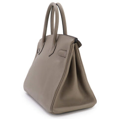 Birkin 30 Hermes HERMES Taurillon Novillo Gris Asphalt Handbag D Stamp Gold Hardware — New - Store Return