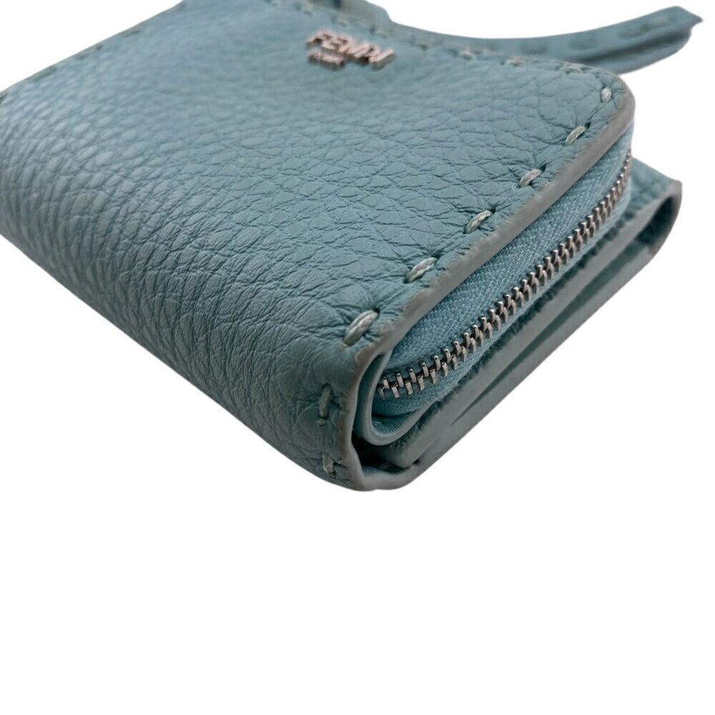 FENDI 8M0499 Selleria Peekaboo Micro L-Shaped Tri-Fold Wallet, Blue, Women's