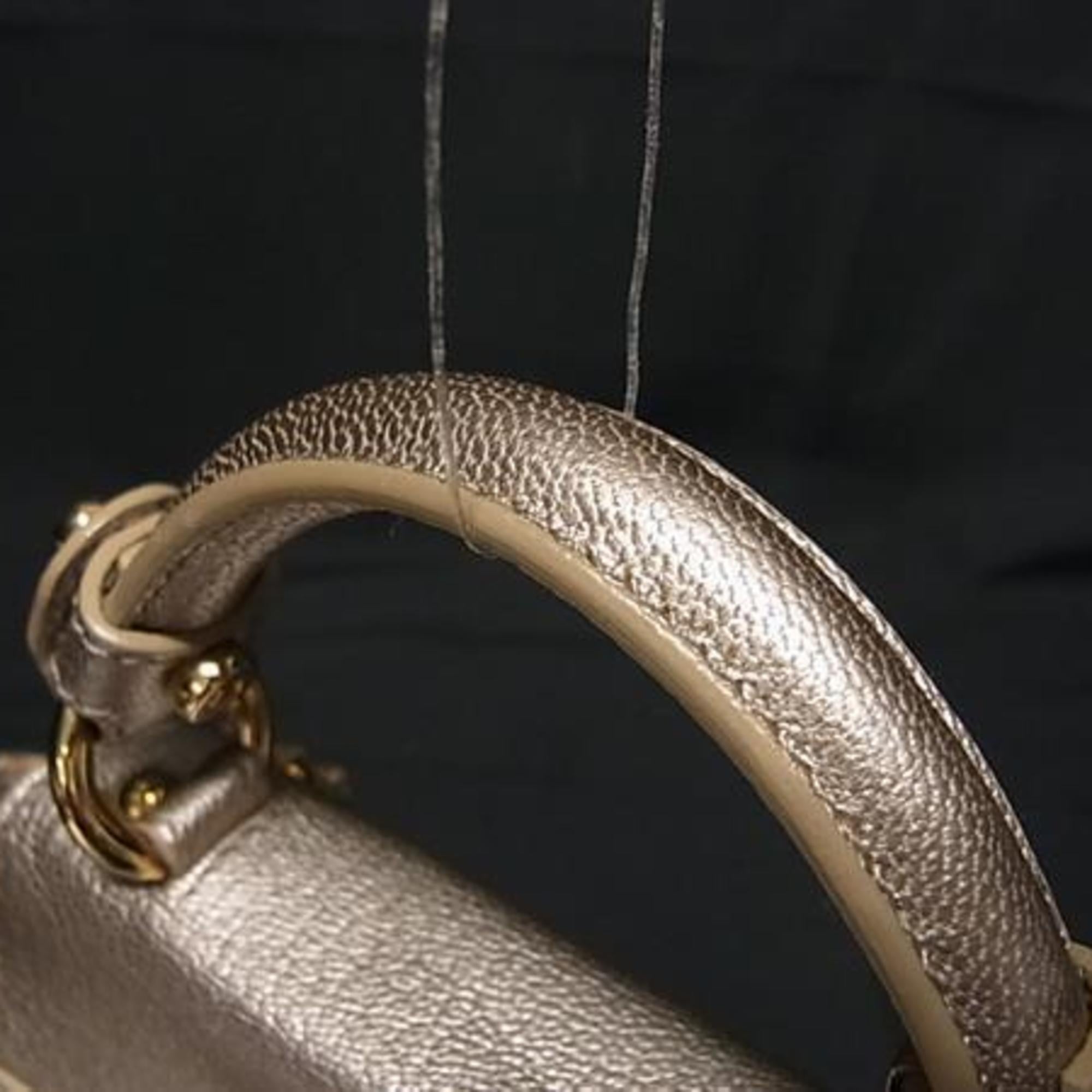 Salvatore Ferragamo Gancini Mini Sofia handbag EZ21 E238 in metallic pink beige leather for women