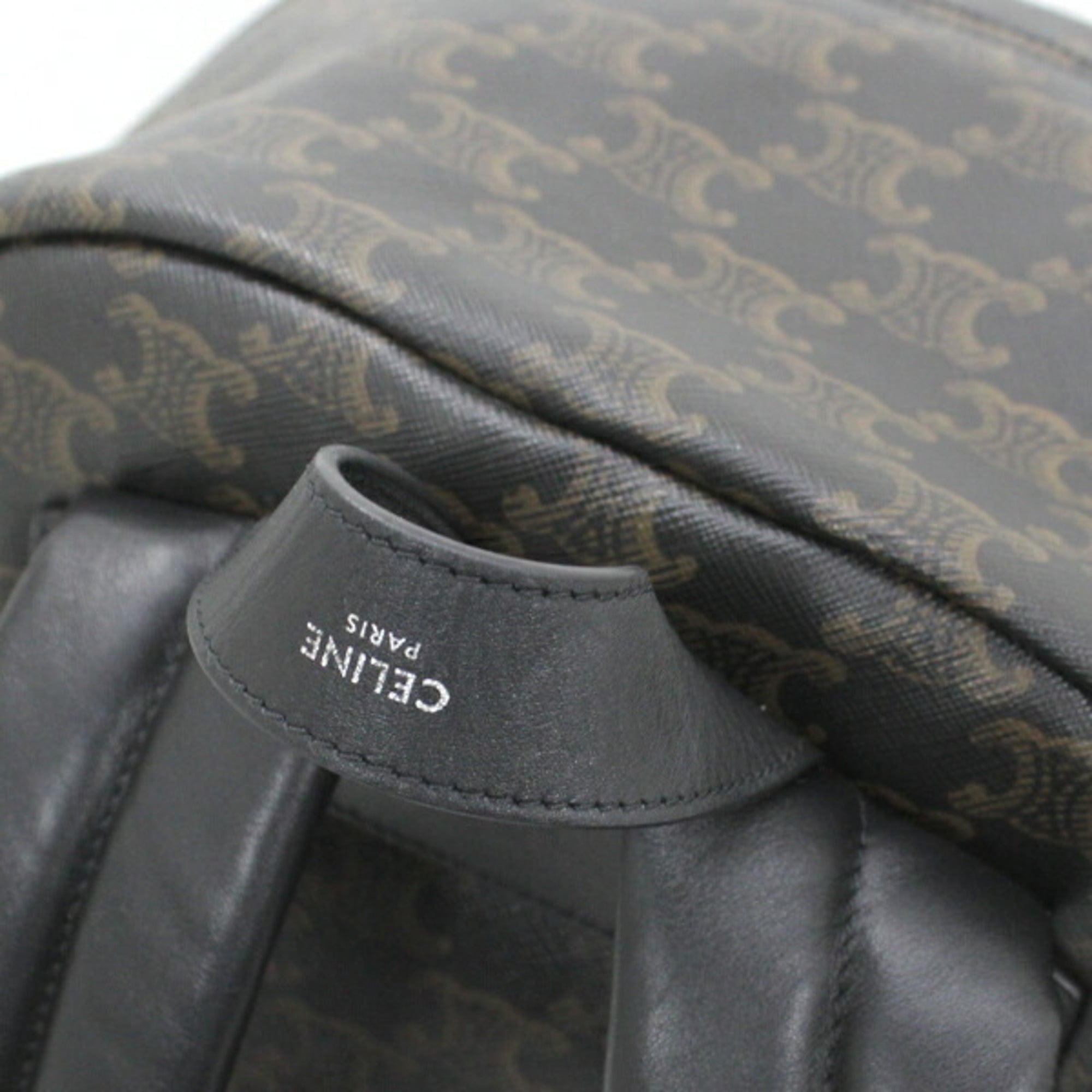 CELINE Backpack Triomphe Canvas Black Brown Rucksack Men's 188382BOV T5686 — Like New