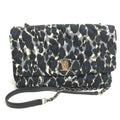 Salvatore Ferragamo E834 Vara Ribbon Leopard Chain Shoulder Bag in Nylon/Leather, Black