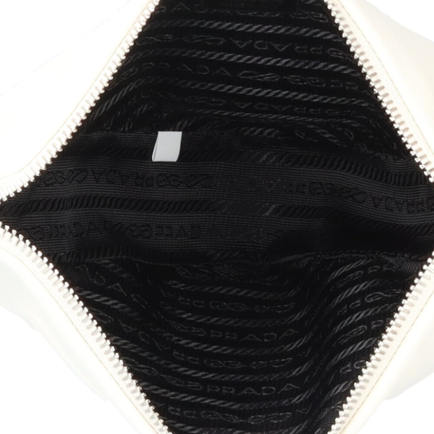 Pre-owned Prada Triangle Clutch Bag, Leather 1NE039, White, Unisex