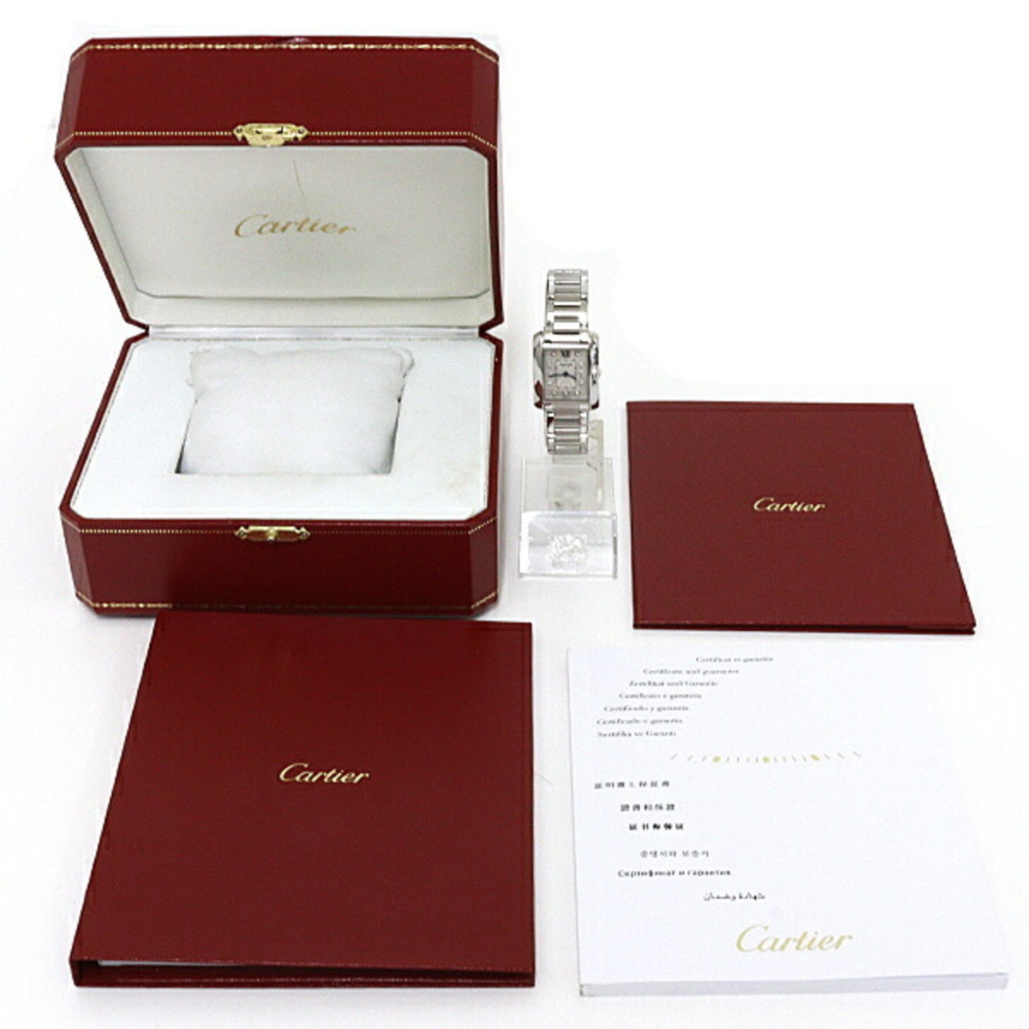 Cartier women's watch Tank Anglaise SM W4TA0003, diamond, stainless steel, quartz, silver dial, polished — Very Good