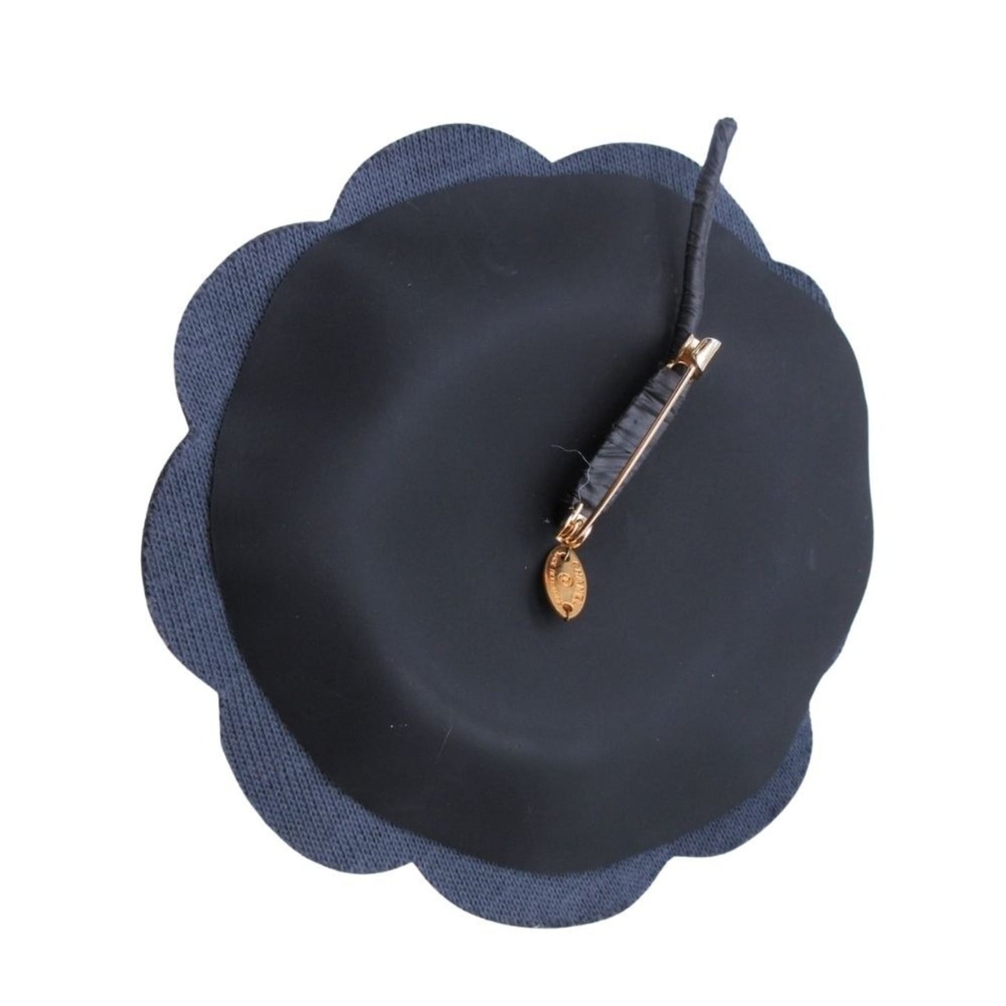 CHANEL Camellia Leather Corsage Brooch Formal Accessory Black Women's