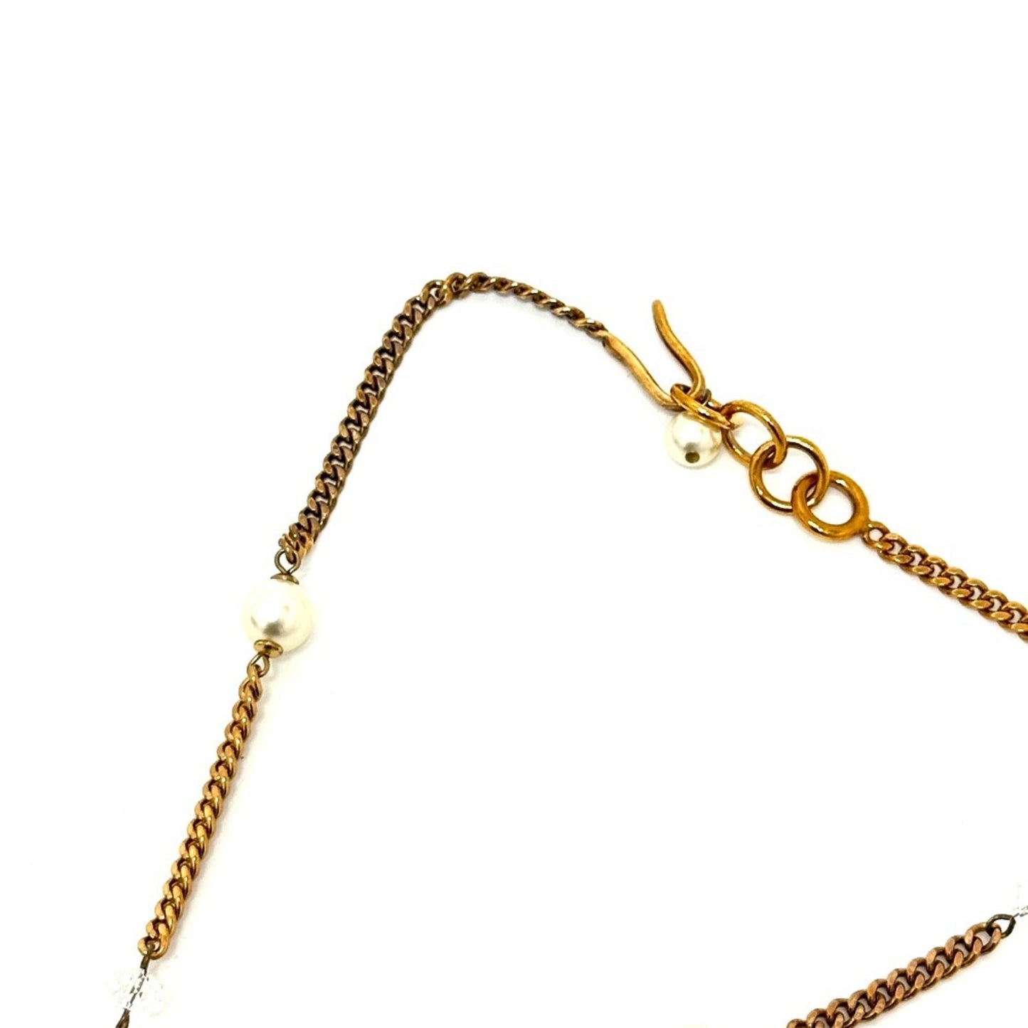 CHANEL 05P Coco Mark Fake Pearl Chain Necklace Metal Women's Gold