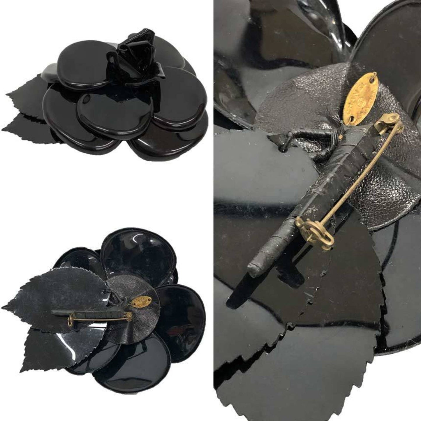 CHANEL Camellia Corsage Brooch in Black, Plain, for Women