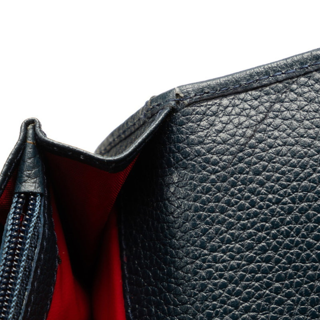 CELINE Circle Long Wallet Black Leather Women's