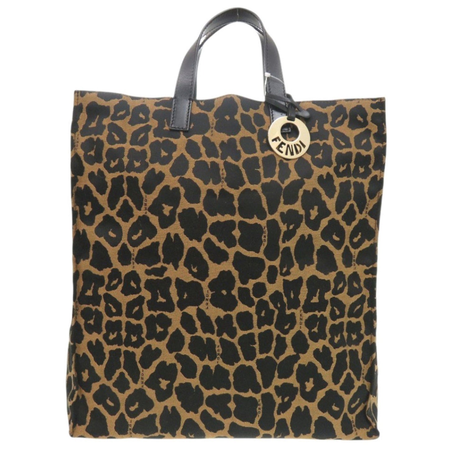 Excellent condition Fendi leopard print canvas and leather brown tote bag 8BH173-GT6 0708 FENDI