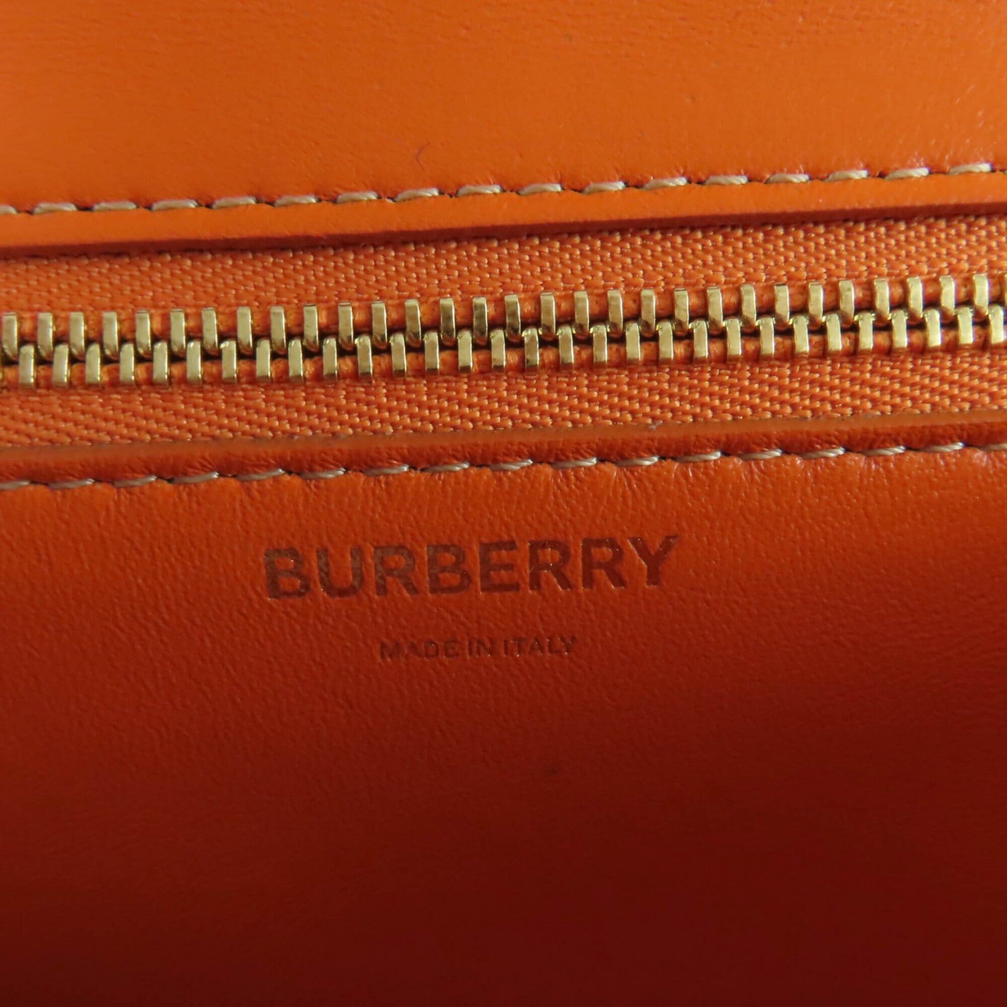 BURBERRY Burberry TB hardware 2-way leather clutch bag/shoulder bag, orange, with dust made in Italy, women's — Like New