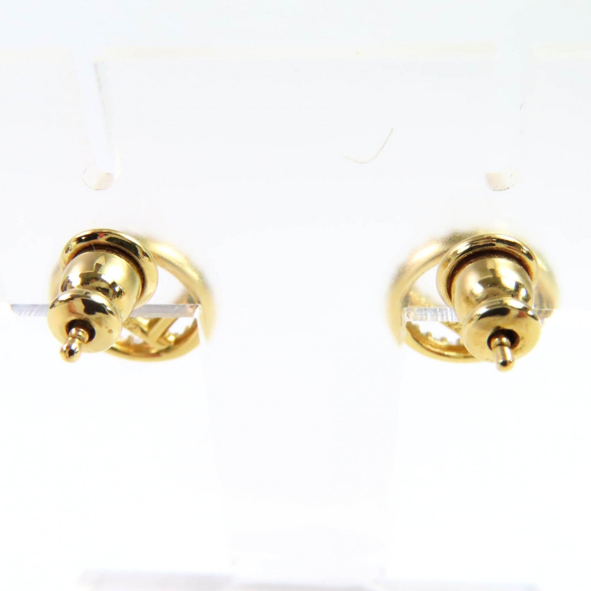 FENDI F is Fendi earrings with logo and rhinestones, pair, gold silver, box, made in Italy, women's — Like New
