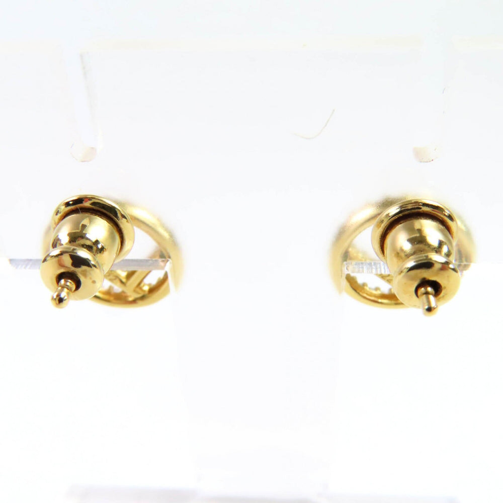 FENDI F is Fendi earrings with logo and rhinestones, pair, gold silver, box, made in Italy, women's — Like New