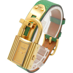 Hermes Kelly Watch, Gold Plated (GP), Leather Strap, Ladies' Champagne Color, KE1.201 — Very Good