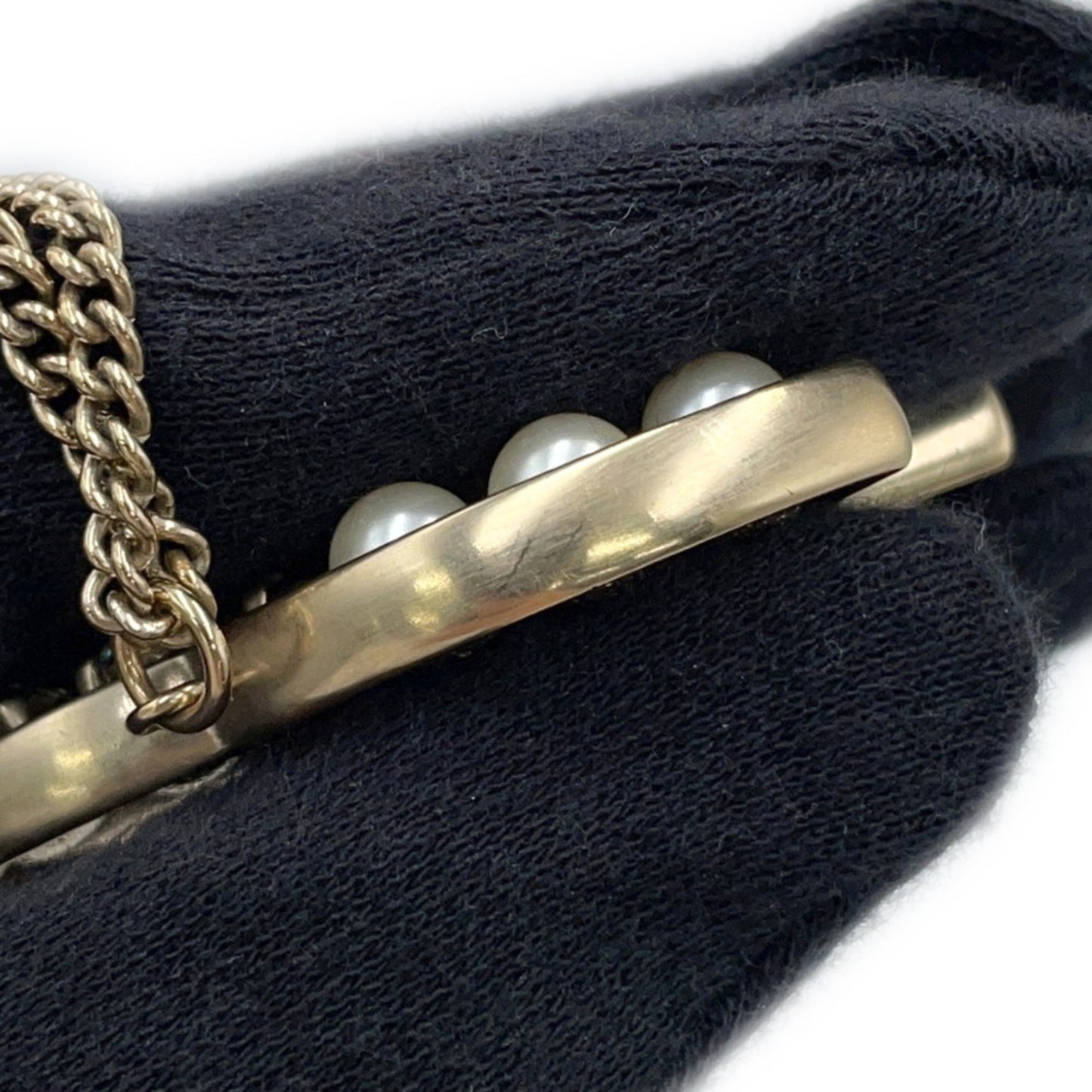 Chanel Coco Mark Necklace with Faux Pearls, Metal and Rhinestones, B16V