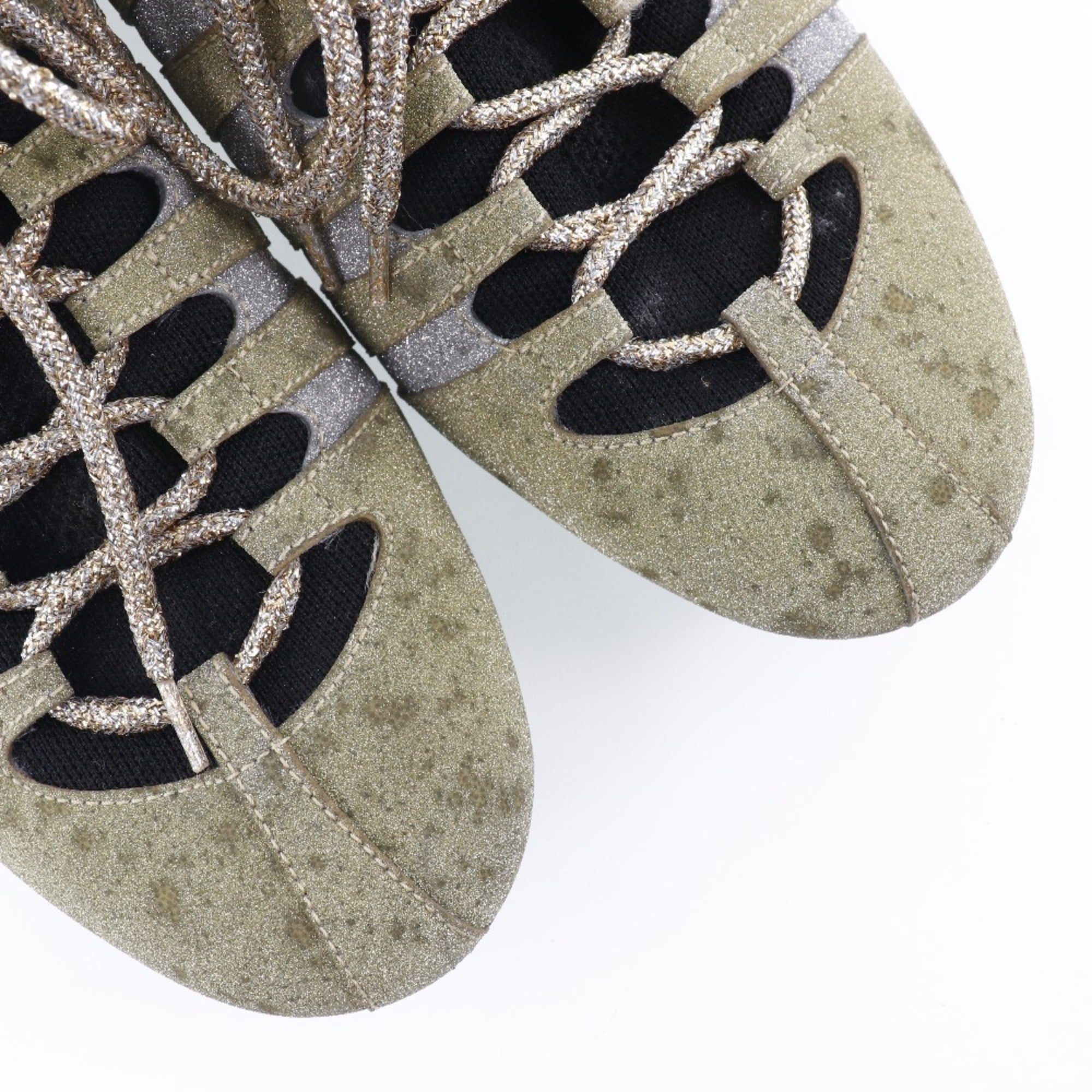 Gucci Sherry Line Sneakers Cat Head Glitter 419548 Rubber Gold Men's