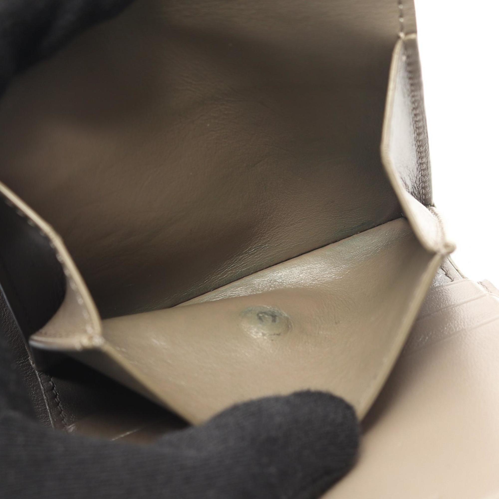 Celine Small Trifold Wallet, Leather, Women's, Beige, 10B573