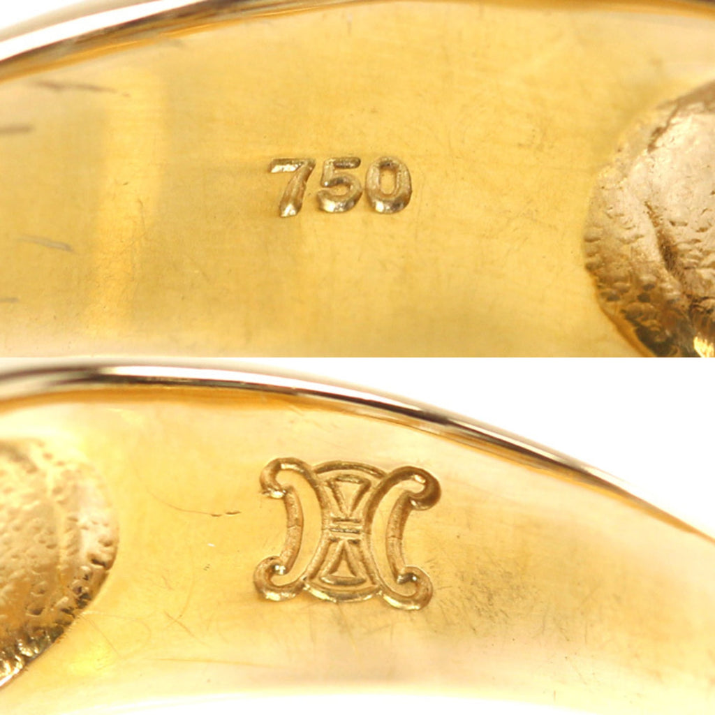 CELINE 18KYG Yellow Gold Logo Ring, Size 12, 4.3g, Women's