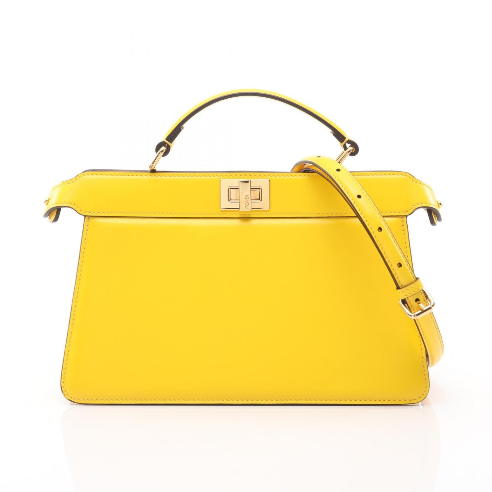 Fendi Peekaboo Isee East West Handbag, Leather, Women's, Yellow, 8BN323