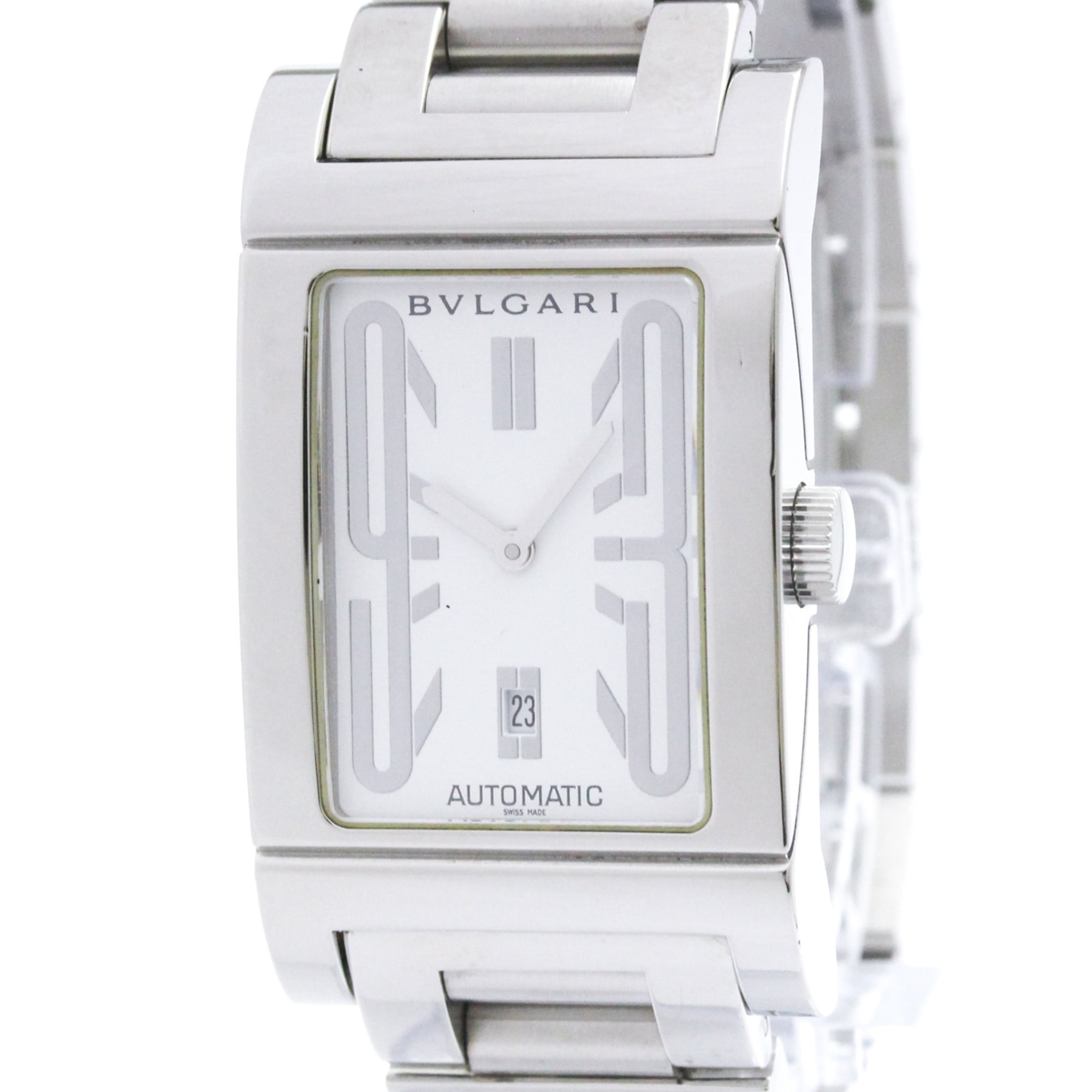 BVLGARI Rettangolo Stainless Steel Automatic Mens Watch RT45S Polished — Very Good
