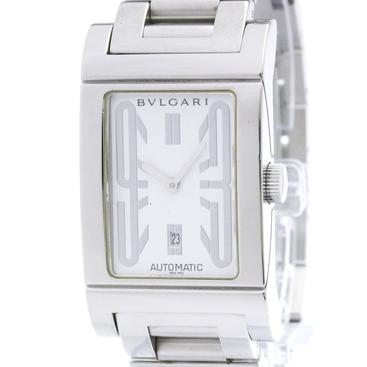 BVLGARI Rettangolo Stainless Steel Automatic Mens Watch RT45S Polished — Very Good
