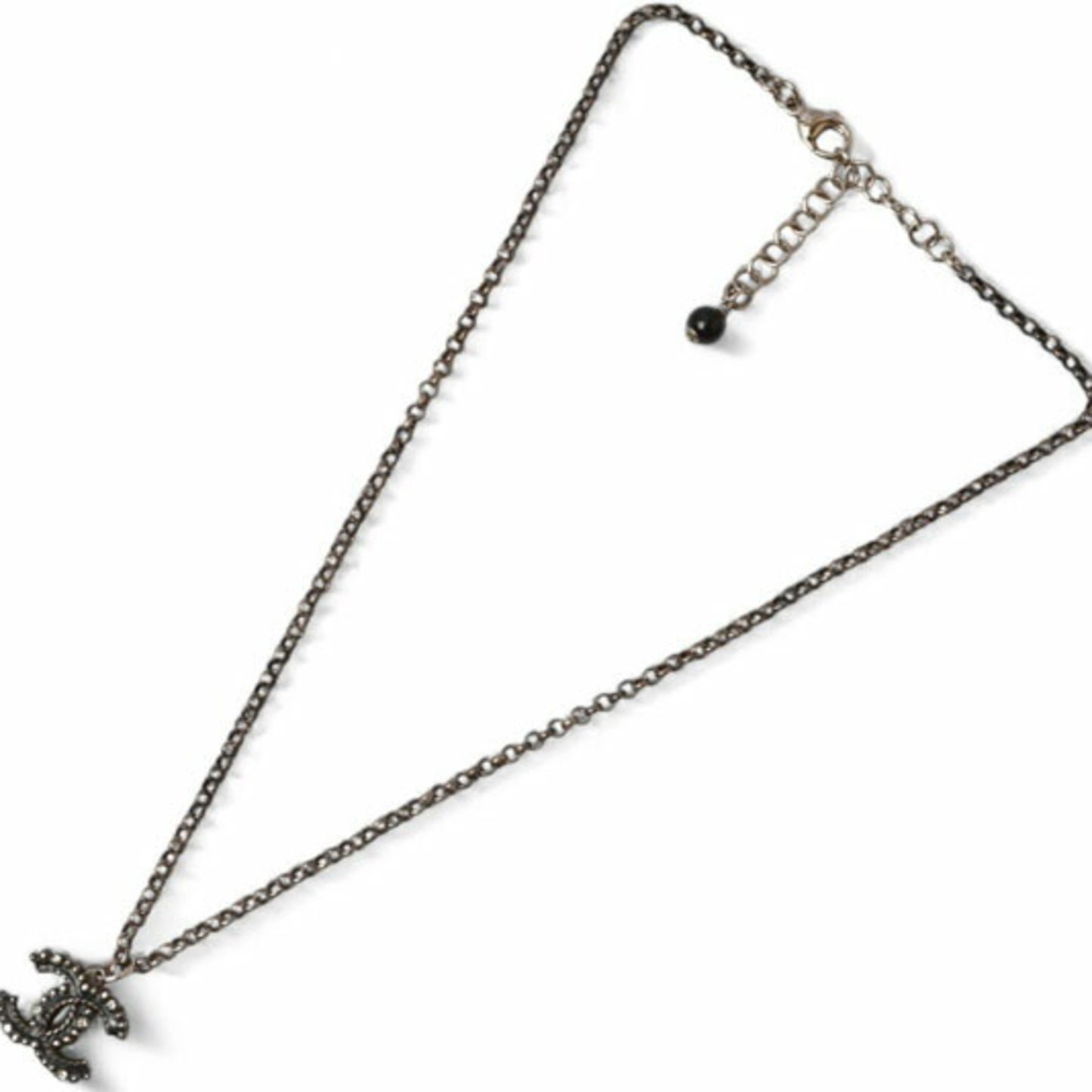 Chanel Necklace Pendant CHANEL Coco CC Rhinestone Silver 17 Men's Women's