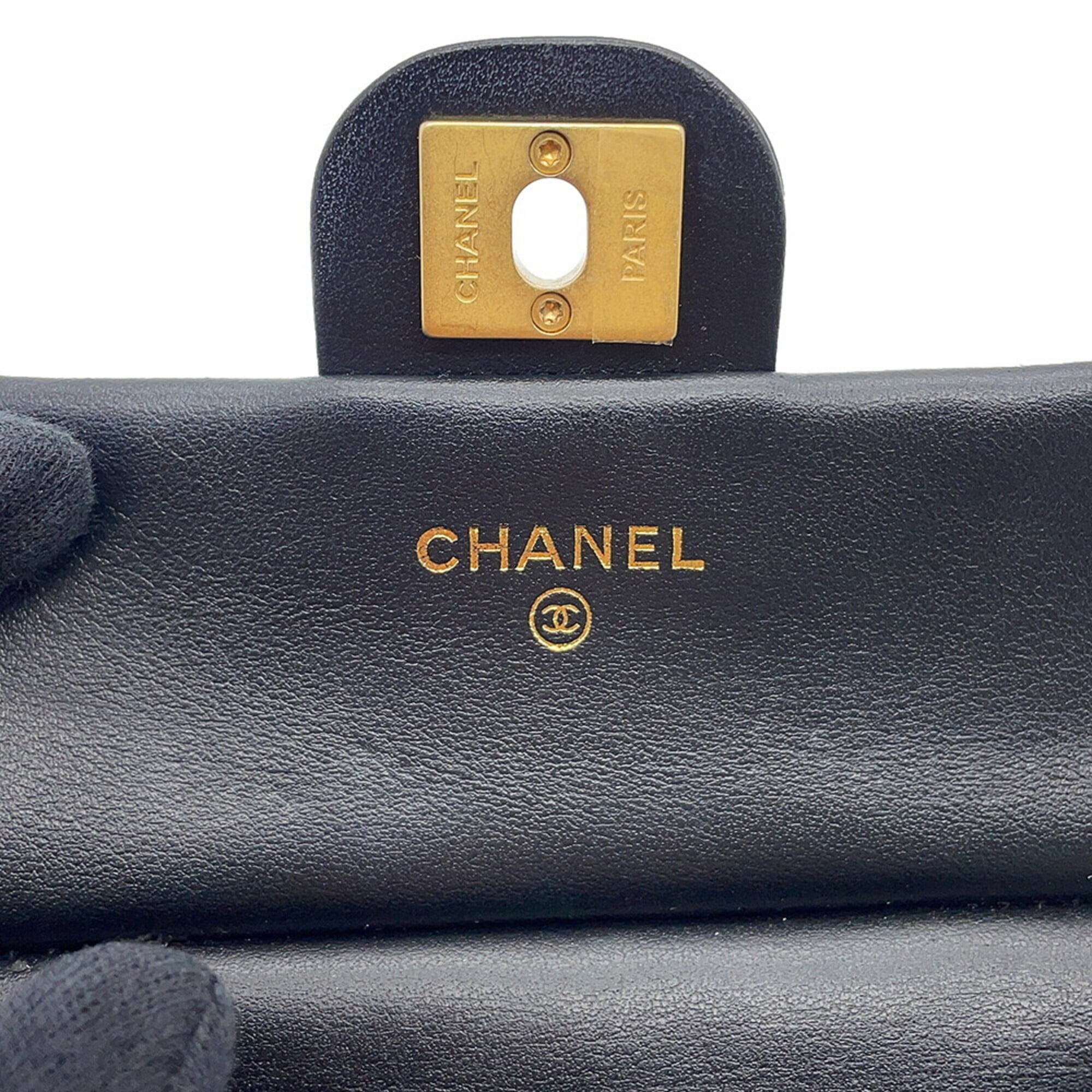 Chanel Chain Shoulder Bag Matelassé Coco Mark Lambskin AP2271 CHANEL Black Handbag Women's — Like New