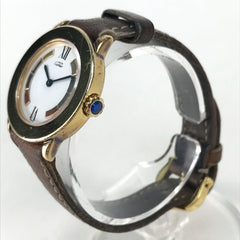 CARTIER 1801 Mastrond Vermeil Watch SV925 Leather Strap Women's Gold E-210908-30 — Good