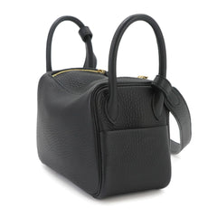 Hermes Lindy Mini 2-way Handbag/Shoulder Bag, Taurillon Clemence Leather, Black, W Stamp, Gold Hardware — Like New