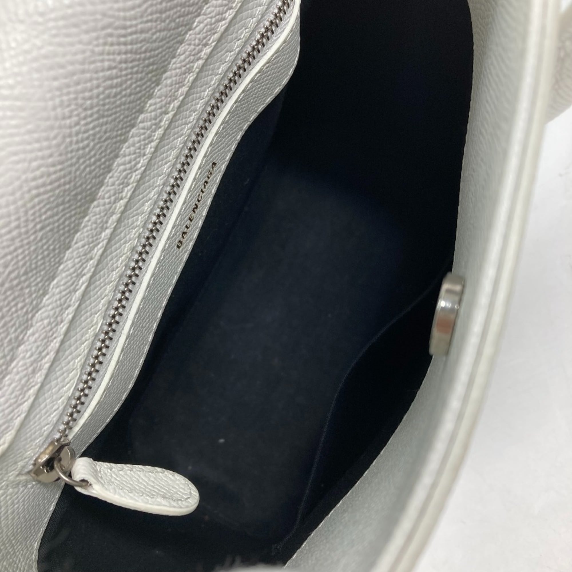Balenciaga 596159 logo 2WAY Hand Bag Tote Bag Crossbody Shoulder Bag White Black — Like New