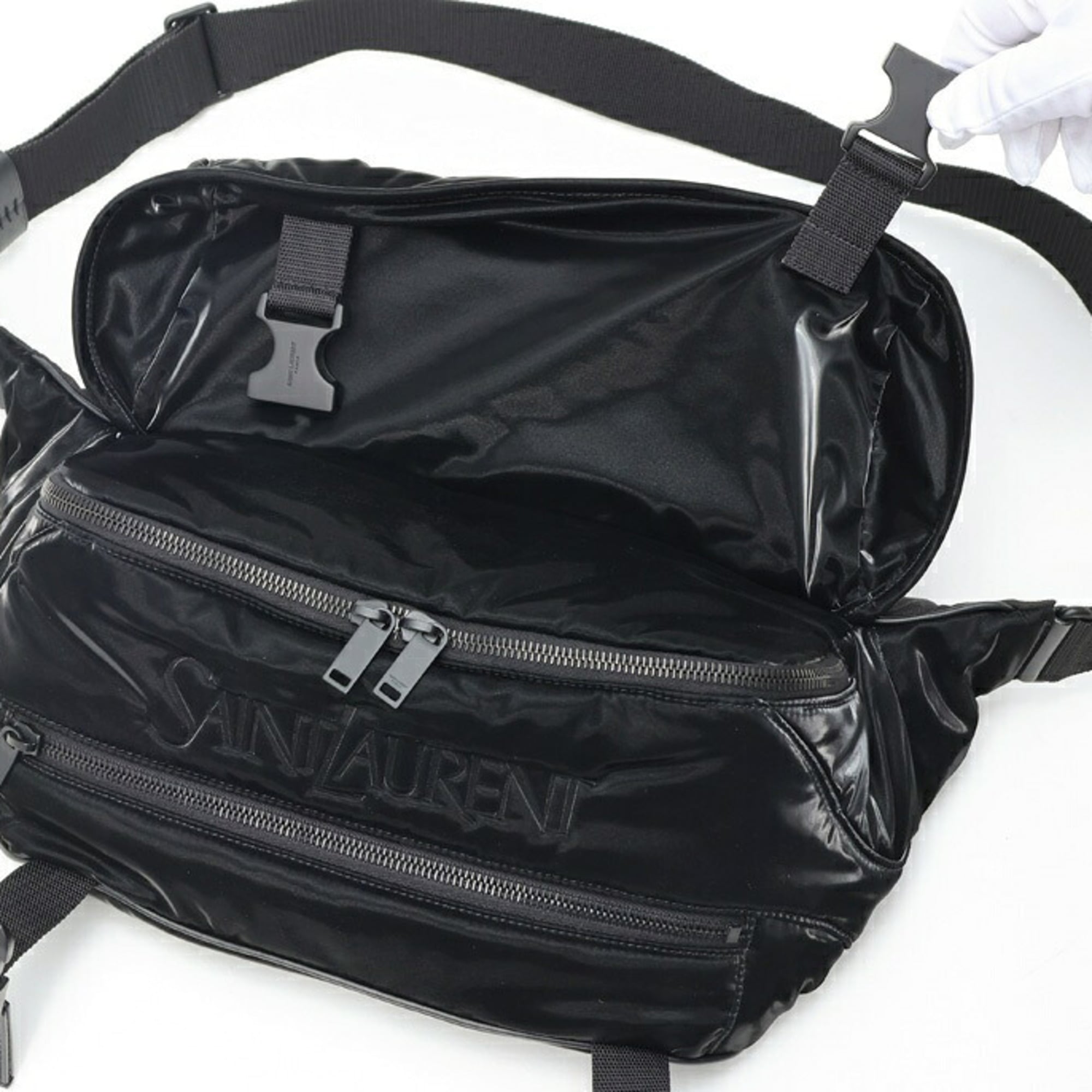 Saint Laurent body bag, model 758258, nylon, black — Like New