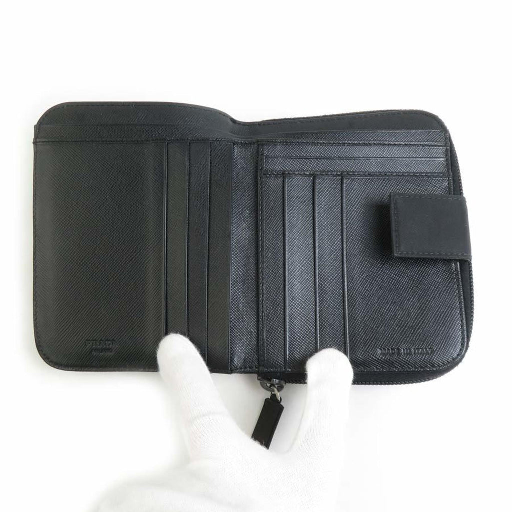 Prada PRADA Women's Bifold Wallet in Black and Silver with Nylon (e61363g)