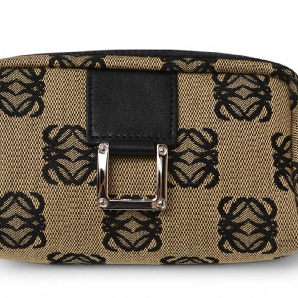 Loewe pouch, canvas Anagram design, beige, black — Like New