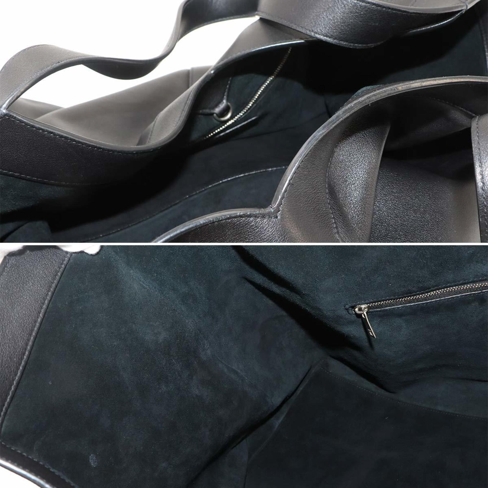 Saint Laurent Y Large Tote Handbag, Leather, Black, 820672, Silver Hardware — Like New