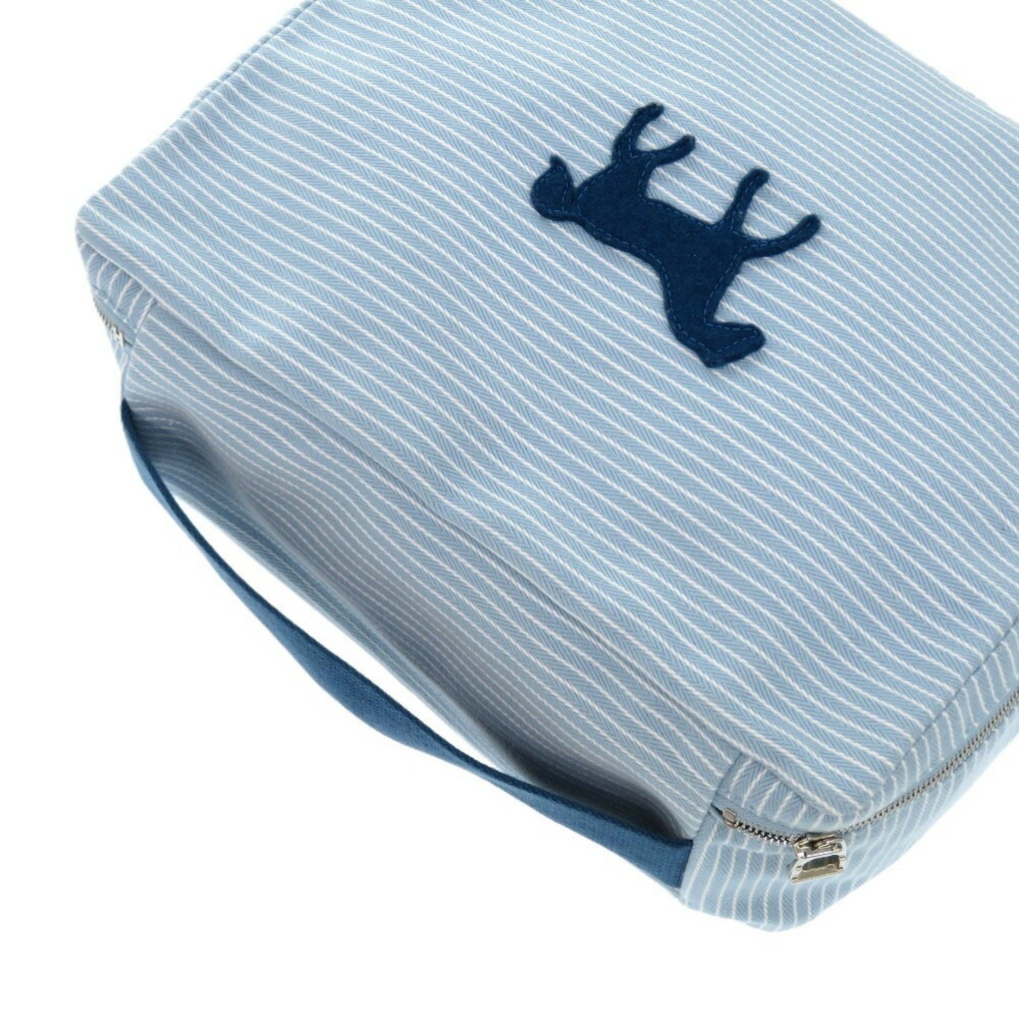 Hermes Like new Hermès Cabriole To-Go MM cotton pouch in white and blue. 1009 — Like New