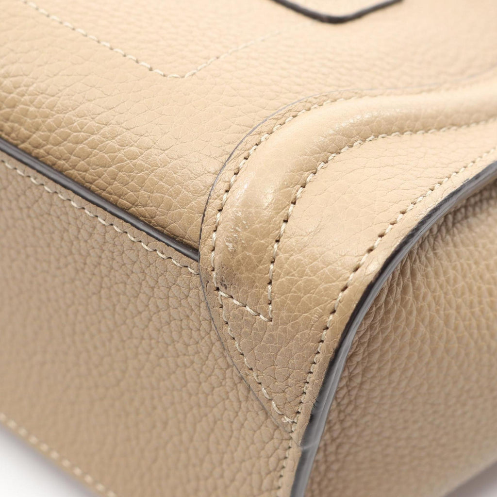 Celine Luggage Nano Shopper Handbag, Leather, Women's, Beige